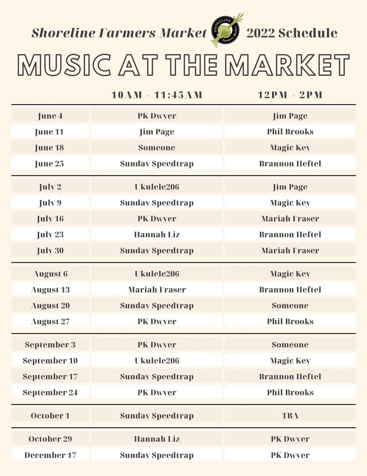 Music Schedule